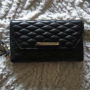 NWT Rebecca Minkoff black quilted leather wallet